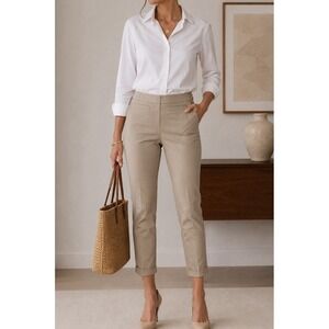 Kenar Taupe Cuffed Ankle Pants Womens 6 Stretch Career Office Cigarette